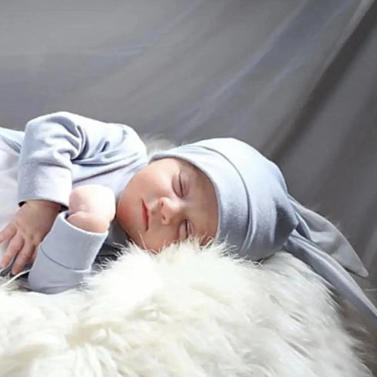 سرهمی و کلاه بیمارستانی خرگوشی پوم دار نوزادی پنبه نرم لطیف سایز 1 و 2
